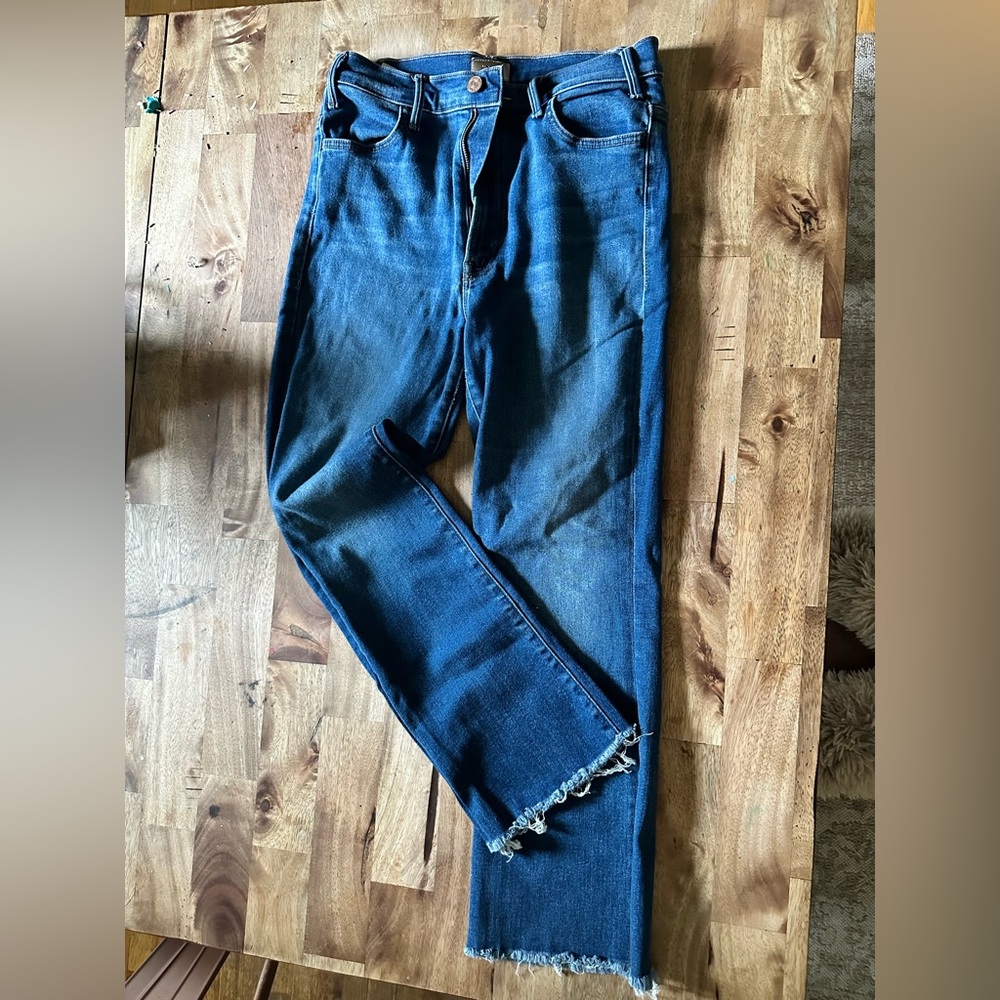 Mother The Hustler Ankle Fray Blue Denim Jeans
